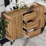 Modern Dark Oak Sideboard - Spacious Living Room Cabinet with 2 Doors & 3 Drawers, Adjustable Shelf - Elegant Storage Solution for Home Organization, 120x40x76 cm