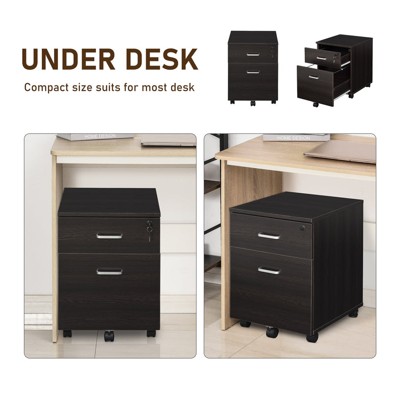 2-Drawer Mobile File Cabinet - Lockable Rolling Office Filing Solution with 5 Smooth-Gliding Wheels - Secure Legal & Letter Document Organizer for Home or Office Use