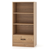 Wooden Cabinet Bookshelf - 3-Tier Open Shelves with Drawer in White - Ideal Storage Solution for Home and Office