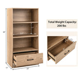 Wooden Cabinet Bookshelf - 3-Tier Open Shelves with Drawer in White - Ideal Storage Solution for Home and Office