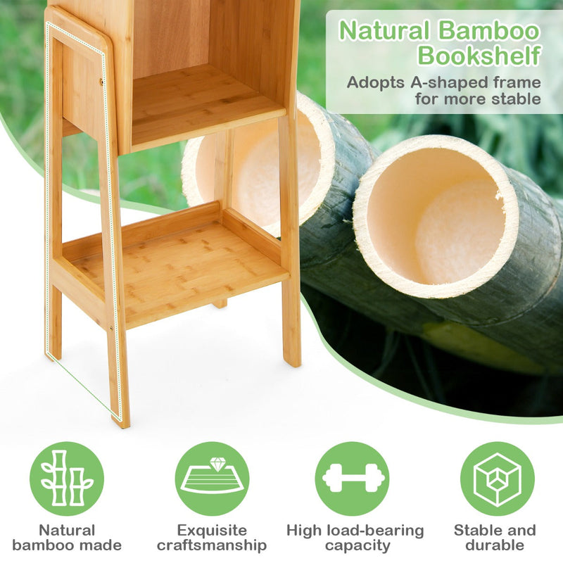 Tall Bamboo Bookshelf - 4 Tier Free Standing Design with Legs - Perfect Storage Solution for Readers and Home Organizers