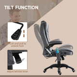 Ergonomic Heated Office Chair with Six-Point Massage Function - Plush Velvet Reclining Swivel Chair with 360-Degree Wheels, Grey - Ultimate Comfort for Home or Office Use