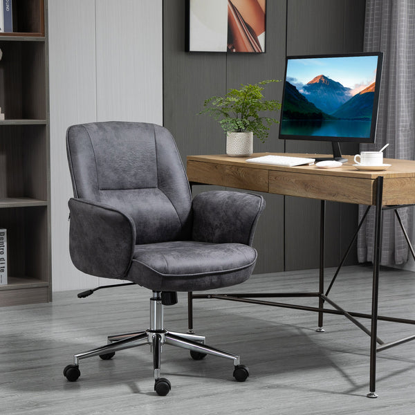 Ergonomic Swivel Desk Chair - Adjustable Mid-Back Office Chair for Work and Study - Ideal for Home Office and Students, Charcoal Grey