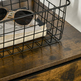 Industrial Storage Organizer - Tall Bookcase with 2 Open Shelves & 3 Foldable Fabric Drawers - Rustic Brown, Ideal for Living Room or Study