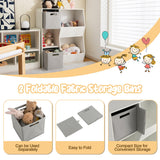 Kids' Bookcase Bookshelf - 5 Cubby Storage and 2 Removable Fabric Drawers in White - Perfect for Organizing Children's Books and Toys