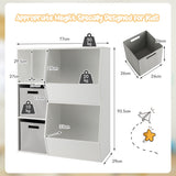 Kids' Bookcase Bookshelf - 5 Cubby Storage and 2 Removable Fabric Drawers in White - Perfect for Organizing Children's Books and Toys