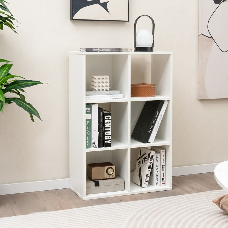 Cube Organizer Bookcase - 6-Cube Shelf with 2 Anti-Tipping Kits, Ideal for Living Room, White Finish - Perfect Storage Solution for Home Decor and Safety