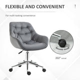 Ergonomic Velvet Home Office Chair - Comfy Adjustable Computer Desk Chair with Arm and Back Support - Ideal for Extended Work Sessions, Dark Grey