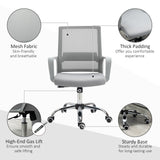 Breathable Mesh Ergonomic Office Chair with Adjustable Height - Desk Chair with Armrests and 360° Swivel Castor Wheels, Grey - Ideal for Comfortable and Productive Workdays