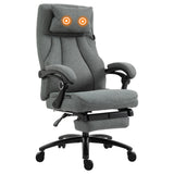 Ergonomic Executive Office Chair with 2-Point Removable Vibration Massage Pillow - USB-Powered Adjustable Height & 360° Swivel, Grey - Ideal for Stress Relief and Comfort in the Workplace