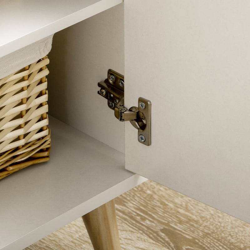 Modern White Sideboard - Accent Storage Cabinet with Drawer and 2 Doors for Home Organization - Ideal for Bedroom, Living Room, or Hallway Spaces