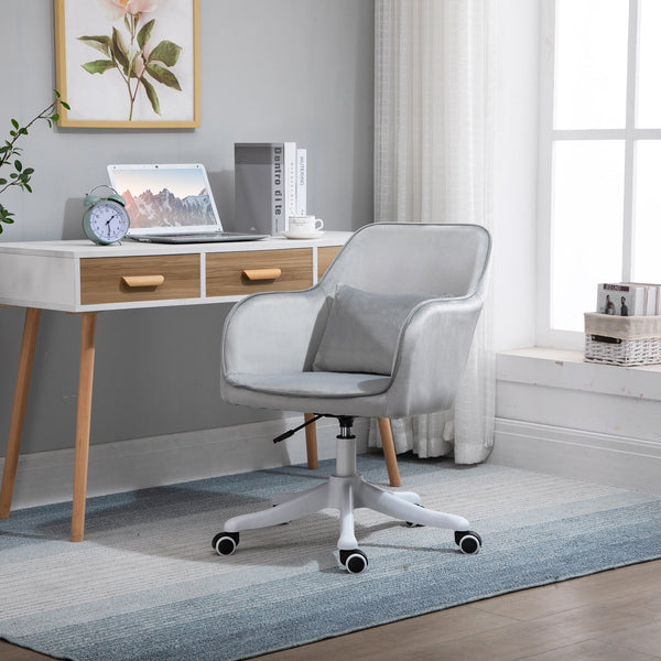 Ergonomic Velvet Office Chair with Massage - Rechargeable Vibration Lumbar Support, Smooth-Rolling Casters - Comfort for Home Office and Remote Work