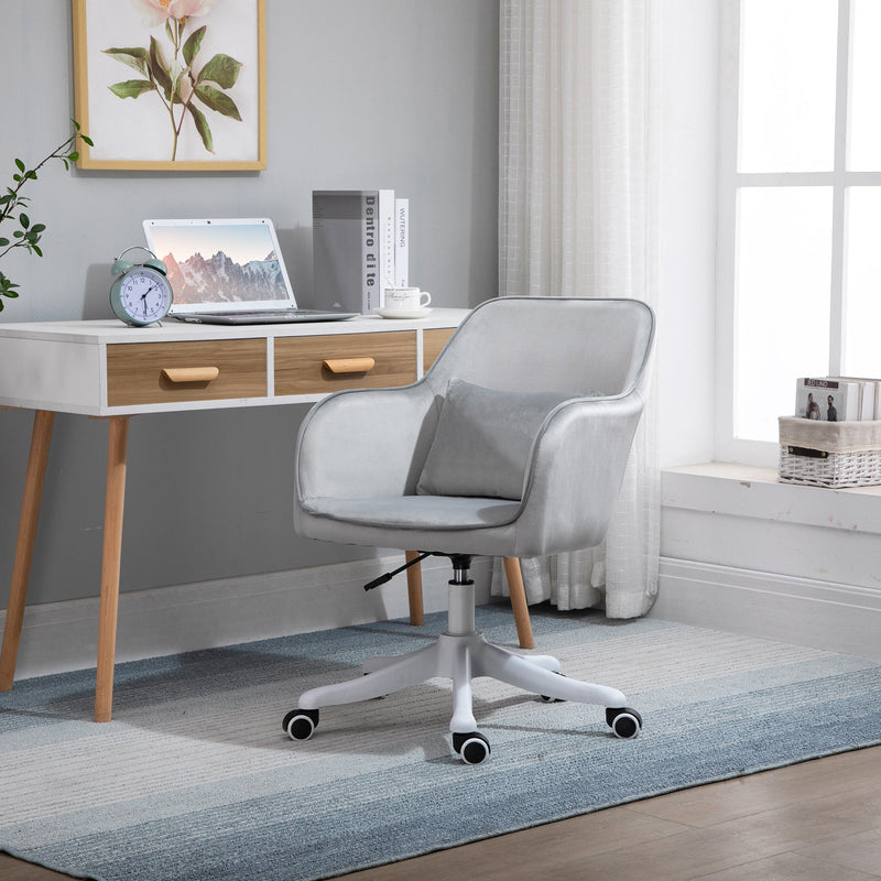 Ergonomic Velvet Office Chair with Massage - Rechargeable Vibration Lumbar Support, Smooth-Rolling Casters - Comfort for Home Office and Remote Work
