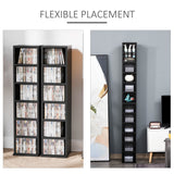 204 CD Tower Rack - Blu-Ray/DVD Media Storage Shelf with Adjustable Shelves - Organiser Set for Bookcase Display, Black