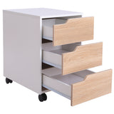 Mobile File Cabinet Pedestal - MDF Construction with 3 Lockable Drawers and Casters - Efficient Office Storage in Oak and White