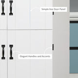 Freestanding 6-Tier Kitchen Cupboard - 4-Door Tall Storage Cabinet with Adjustable Shelves, White - Ideal for Living Room and Dining Room Organization
