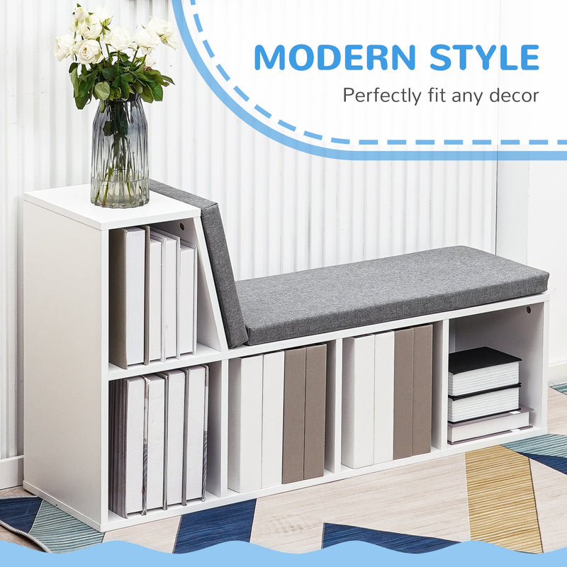 Cushioned Reading Nook Bookcase - Multipurpose Storage Shelf with Cozy Seat - Ideal for Study or Living Room Organization