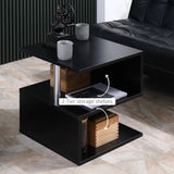 S-Shaped Wooden Table Set - 2-Tier Cube Coffee & Console Storage Shelves, Office Bookcase, Living Room Organizer - Versatile Display and Decor Solution for Modern Homes