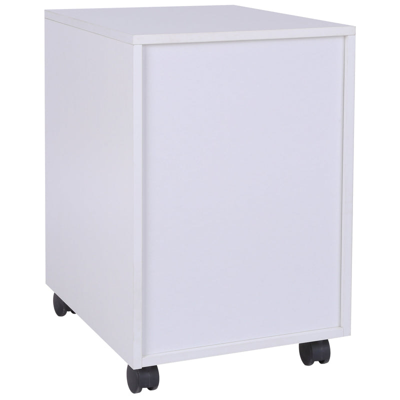 Mobile File Cabinet Pedestal - MDF Construction with 3 Lockable Drawers and Casters - Efficient Office Storage in Oak and White