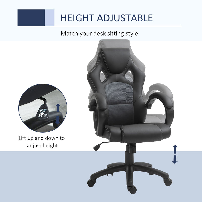 High-Back Swivel Office Chair - Faux Leather Ergonomic Computer Desk Seat with Wheels & Armrests - Comfortable Design for Home or Office Use