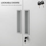 Lockable White Steel Cabinet with Five Shelves - Secure Storage Solution for Office - Ideal for Organizing Files and Supplies