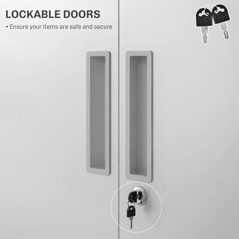 Lockable White Steel Cabinet with Five Shelves - Secure Storage Solution for Office - Ideal for Organizing Files and Supplies