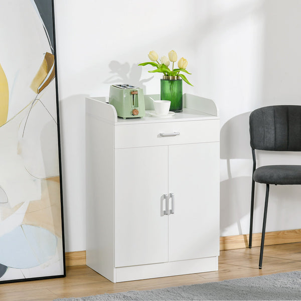 Modern White Storage Cabinet - Compact Design with Drawer & Adjustable Shelf for Multiple Rooms - Ideal for Kitchen, Living Room, Bedroom & Hallway Organization