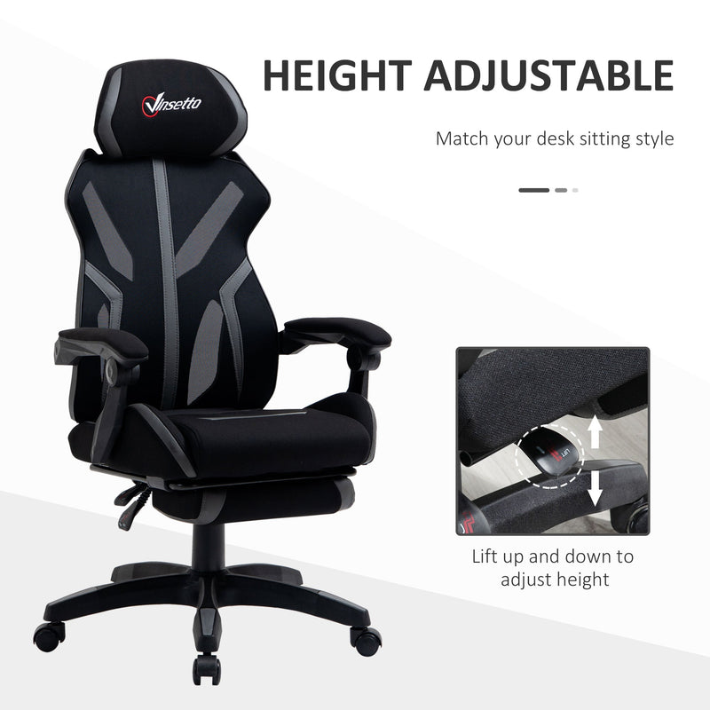Ergonomic Mesh Office Chair with Reclining Back and Footrest - Adjustable Height, Swivel Wheels, Lumbar Support for Home Office - Comfortable Desk Task Computer Chair in Black Grey