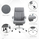 Fabric Reclining Executive Office Chair with Footrest - Adjustable Height, Swivel Wheels, Padded Arms, Grey - Comfort for Professionals at Desks or Workstations