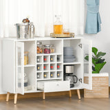 Modern Sideboard with Glass Doors - Elegant Storage Cabinet and Wine Rack - Ideal for Dining Room and Bar Organization