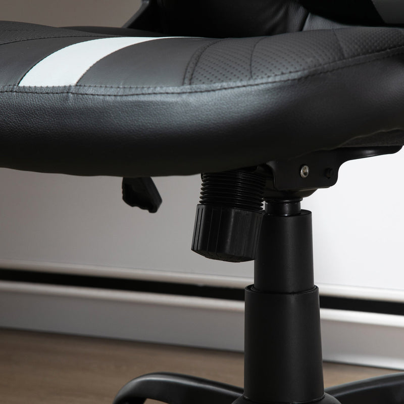 Ergonomic Racing Gaming Chair - Faux Leather Swivel Office Chair with 5 Wheels, Black and Grey - Ideal for Long Gaming Sessions & Professional Gamers