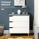 3-Drawer Bedroom Chest - Pine Wood Leg Storage Cabinet for Organizing Essentials - Ideal for Bedroom and Living Room Spaces, White, 75x42x75cm