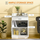 Modern White Storage Cabinet - Compact Design with Drawer & Adjustable Shelf for Multiple Rooms - Ideal for Kitchen, Living Room, Bedroom & Hallway Organization