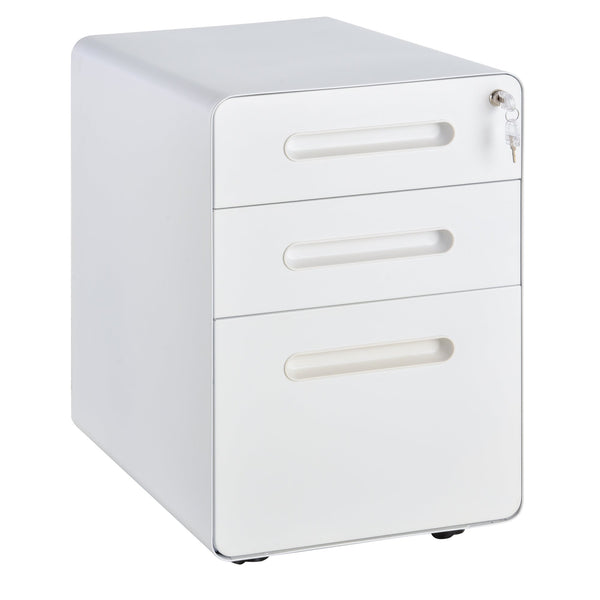 3-Drawer Mobile File Cabinet - Fully Assembled, Lockable, All-Metal Rolling Storage - Vertical Filing Solution for Home Office and Business Use