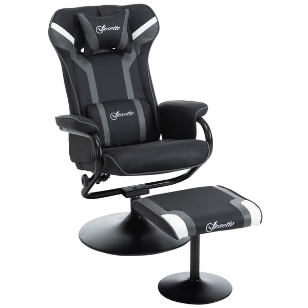Racing Style Recliner Gaming Chair Set with Footrest - Ergonomic Video Game Seat with Headrest & Lumbar Support, Adjustable Backrest - Comfortable Gaming and Relaxation for Enthusiasts