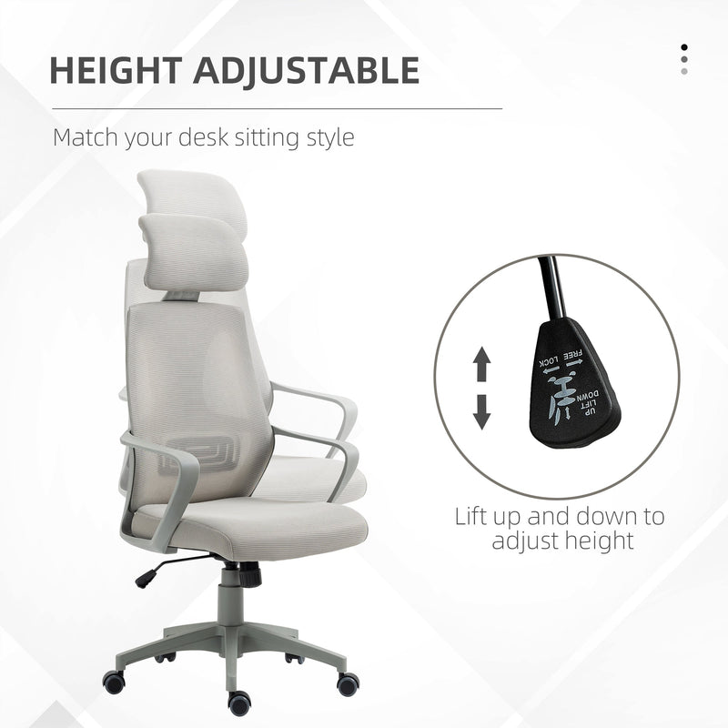 Ergonomic High-Back Mesh Home Office Chair with Wheels - Adjustable Height and Comfortable Lumbar Support - Ideal for Work from Home Professionals and Students