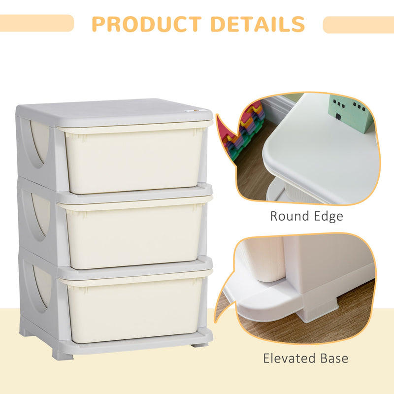 3-Tier Kids Storage Dresser - Vertical Chest with Drawers for Toy Organization - Ideal for Nursery, Playroom, and Kindergarten Spaces