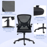Ergonomic Mesh Office Chair with Flip-up Armrests - Computer Desk Chair with Lumbar Support & 360° Swivel Wheels, Black - Ideal for Comfortable Working Environments