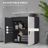 Under Sink Storage Cabinet - Bathroom Vanity Unit with Shelf, Double Doors, 60x30x60 cm in Light Grey - Ideal Space Saver for Bathroom Essentials