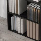 HOMCOM 2 Tier Bookshelf, Low Bookcase with Adjustable Shelf, 2 Compartments for Home Office, Living Room, Study, Black | Aosom UK