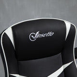 Ergonomic Gaming Chair - Adjustable Height Swivel Home Office Computer Desk Chair with Pedestal Base, Black & White PVC Leather - Comfortable Seating for Gamers and Professionals