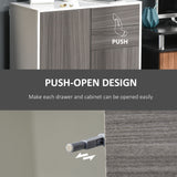 Contemporary Freestanding Push-Open Storage Unit - 2-Drawer & 2-Door Cabinet with Dual-Part Interior, Light Grey and White - Ideal for Organized Home or Office Spaces