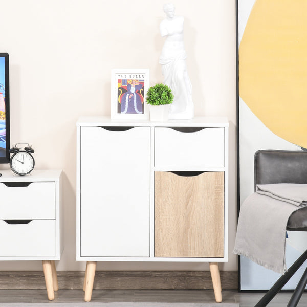 Bedroom & Living Room Sideboard - Natural Finish Storage Cupboard with Drawer and Doors - Elegant Organization for Entryway Spaces