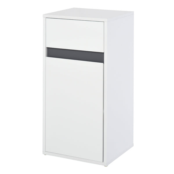 Minimalistic Bathroom Storage Solution - Freestanding Cabinet with Drawer, Cupboard & Adjustable Shelf - Sleek Organizer for Space Optimization in White