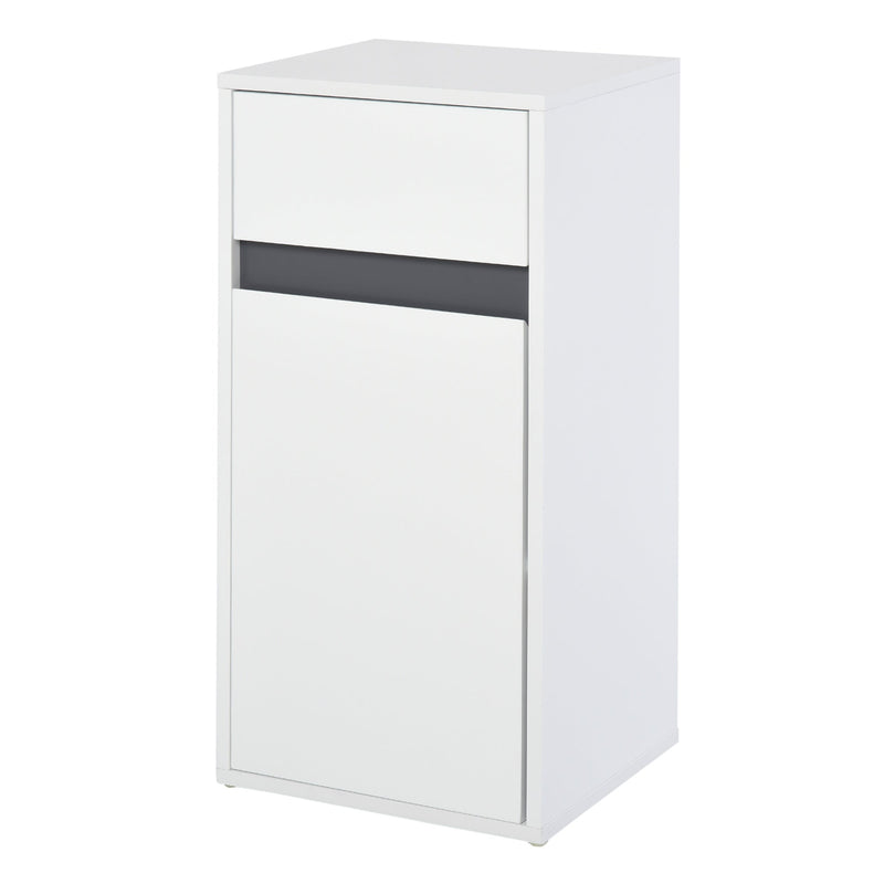 Minimalistic Bathroom Storage Solution - Freestanding Cabinet with Drawer, Cupboard & Adjustable Shelf - Sleek Organizer for Space Optimization in White