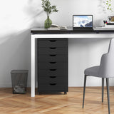 Mobile File Cabinet Model 7D - Wheeled Storage Solution with Seven Drawers in Sleek Black - Ideal for Organized Document Management in Office Spaces