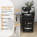 Mobile File Cabinet Model 7D - Wheeled Storage Solution with Seven Drawers in Sleek Black - Ideal for Organized Document Management in Office Spaces