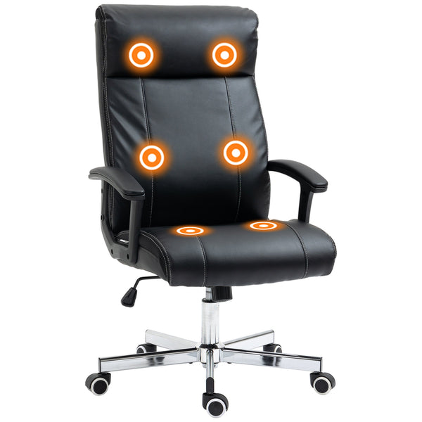 High-Back Vibrating Massage Office Chair - Tilt Function, Adjustable Height, Remote Control - Comfort Seating for Long Work Hours