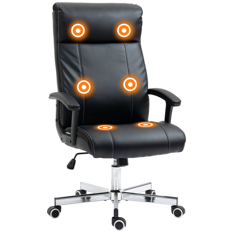 High-Back Vibrating Massage Office Chair - Tilt Function, Adjustable Height, Remote Control - Comfort Seating for Long Work Hours