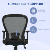 Ergonomic Mesh Office Chair with Flip-Up Armrests - Lumbar Support and Swivel Wheels for Comfortable Seating - Ideal for Home and Office Use